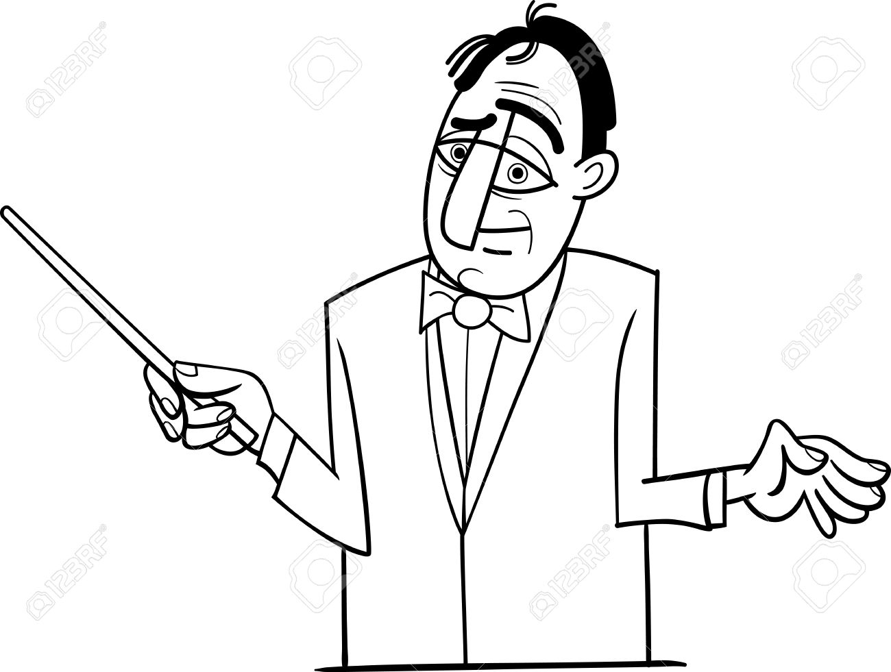 1300x981 Black And White Cartoon Illustration Of Orchestra Conductor Funny