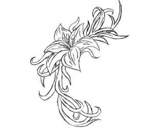 300x250 Outline Orchid Tattoo Design