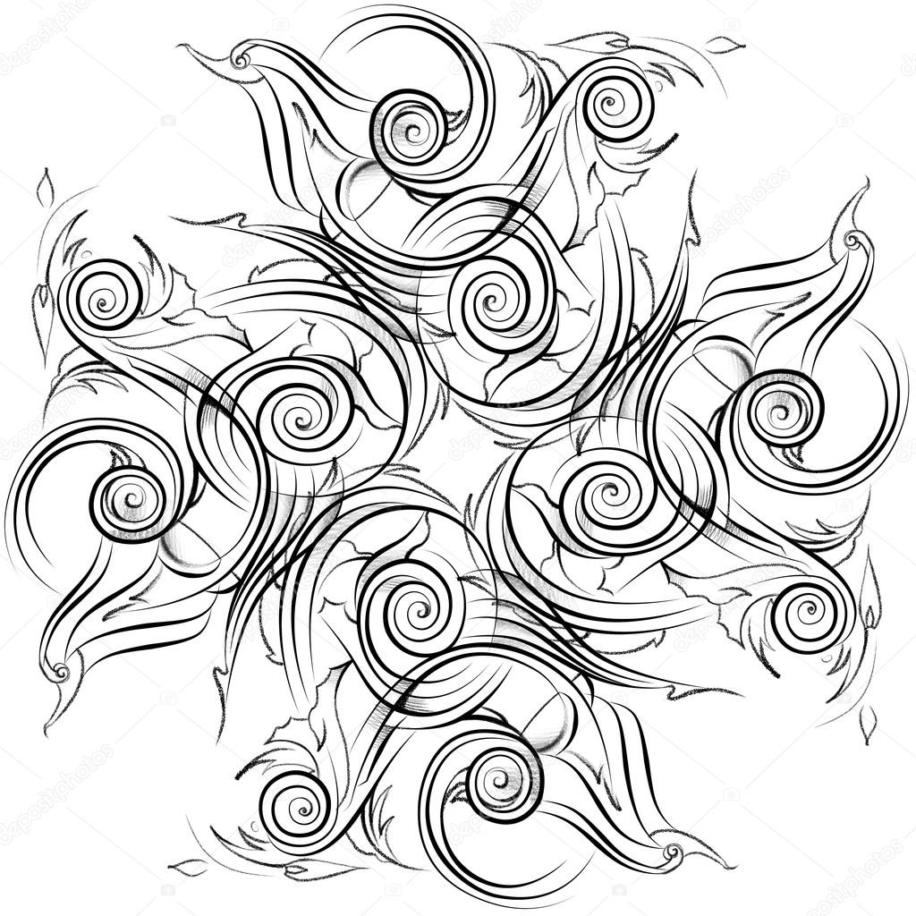 1024x1024 Hand Painted Graphic Pattern. Lace, Oriental, Persian Carpet