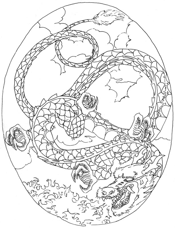 612x800 Oriental Dragon Outline By Rschuch