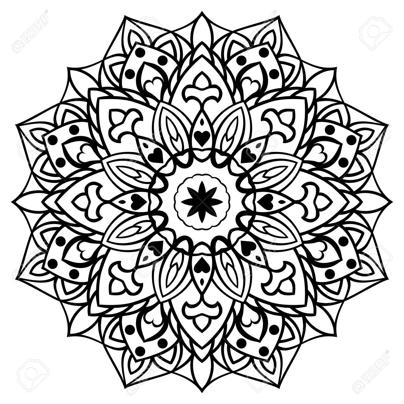 1300x1300 Vector Decorative Oriental Mandala. Sketch Of Tattoo. Round