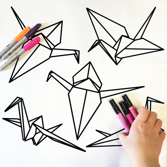 570x570 Origami Crane Doodle