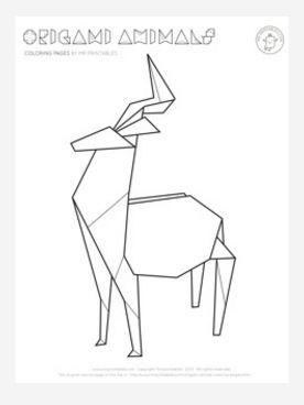 276x368 Origami Deer Coloring Page
