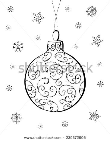 365x470 Hand Drawn Christmas Ornament Drawing Merry Christmas Amp Happy