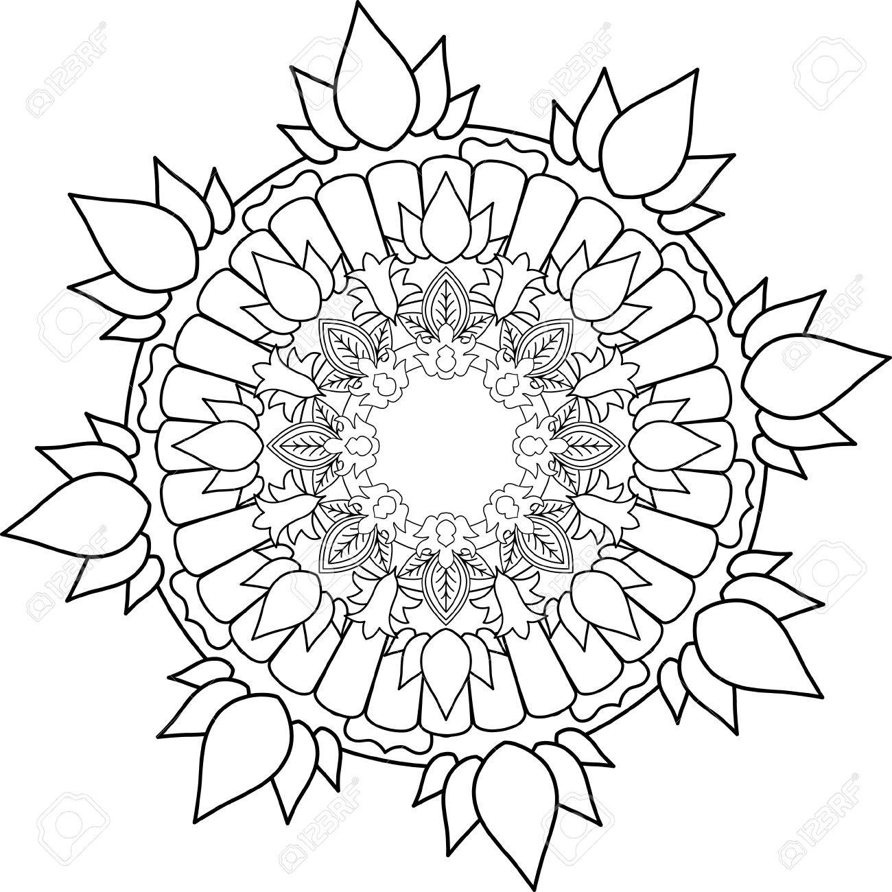 1300x1300 Ornament Mandala, Drawing With Coloring Lines, On White Background
