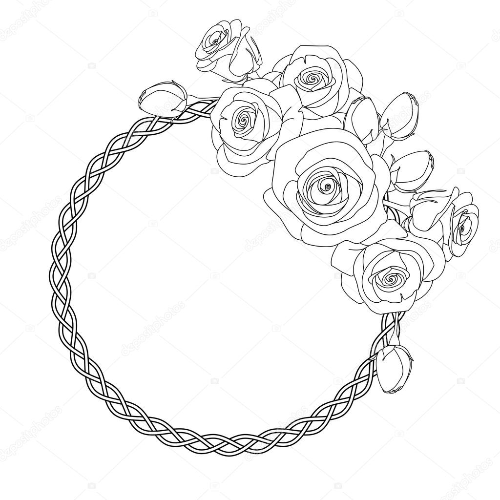 1024x1024 Ornament With Celtic Motive And Roses, Antistress Coloring Page