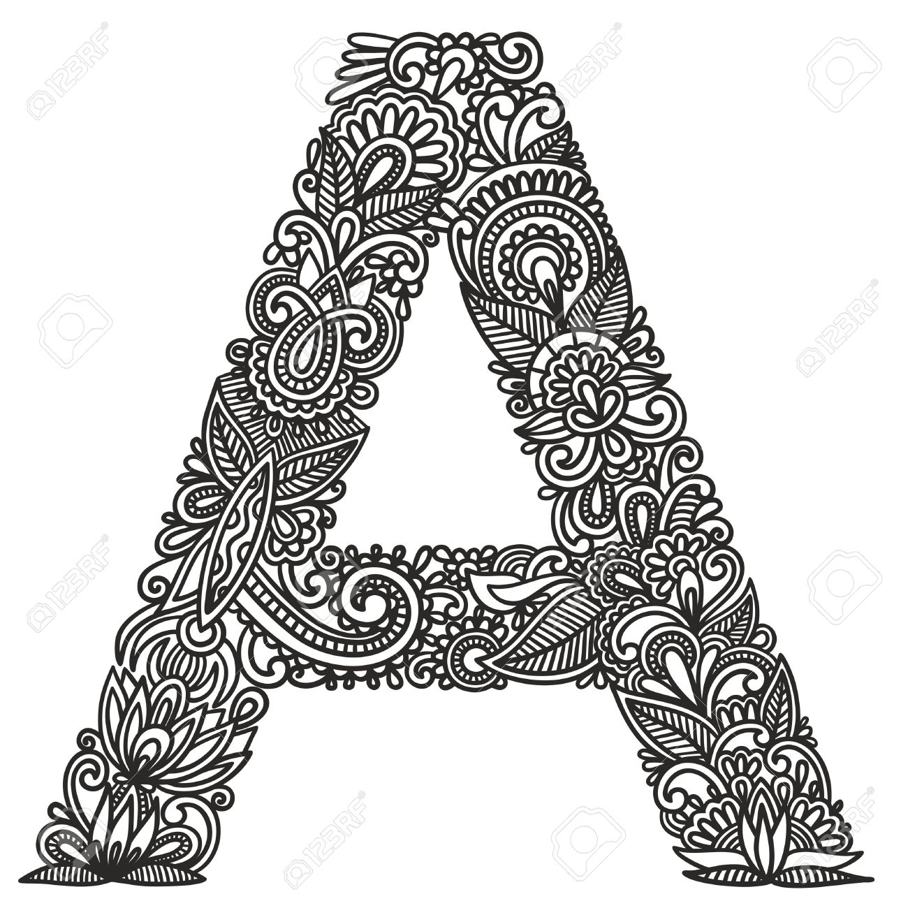 1290x1300 Hand Drawing Ornamental Alphabet Royalty Free Cliparts, Vectors