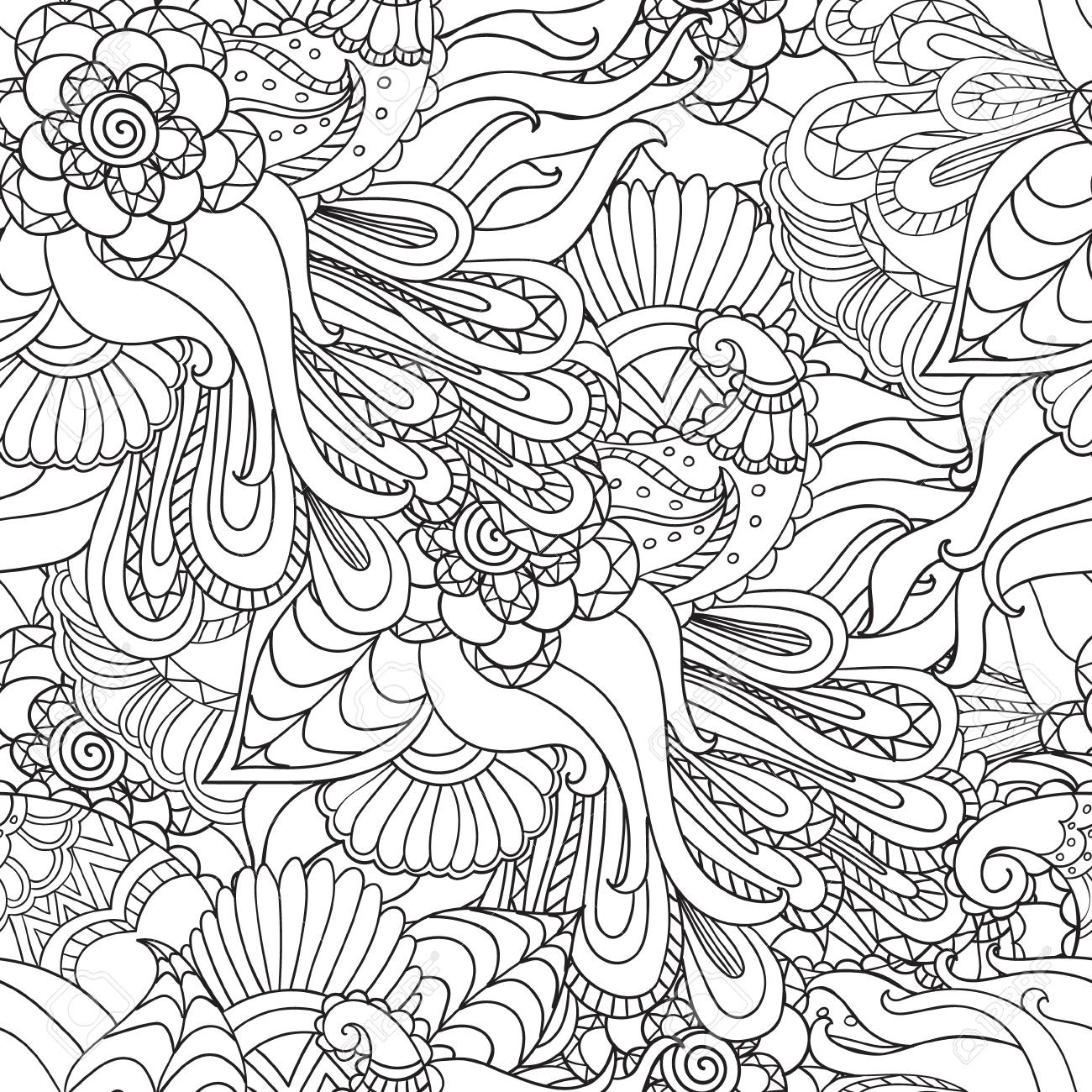 1300x1300 Hand Drawn Artistic Ethnic Ornamental Patterned Floral Frame