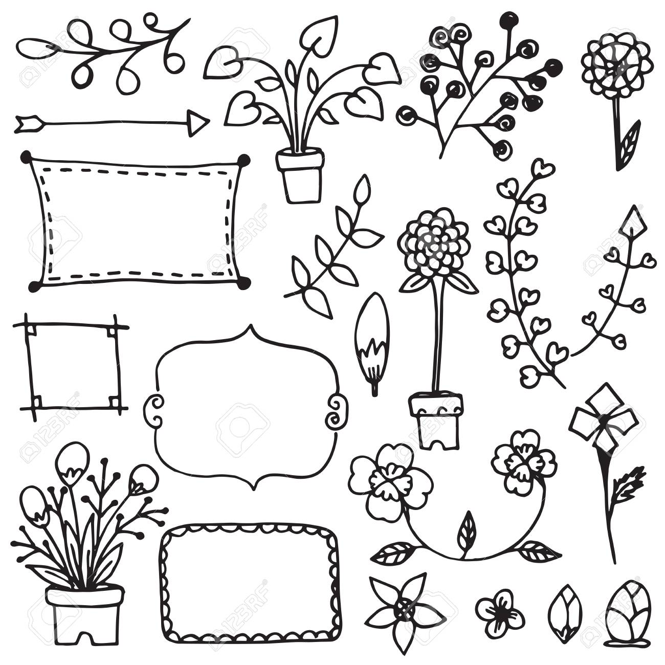 1300x1300 Ornamental Lines And Stripes Doodle Border Of Free Hand Drawing