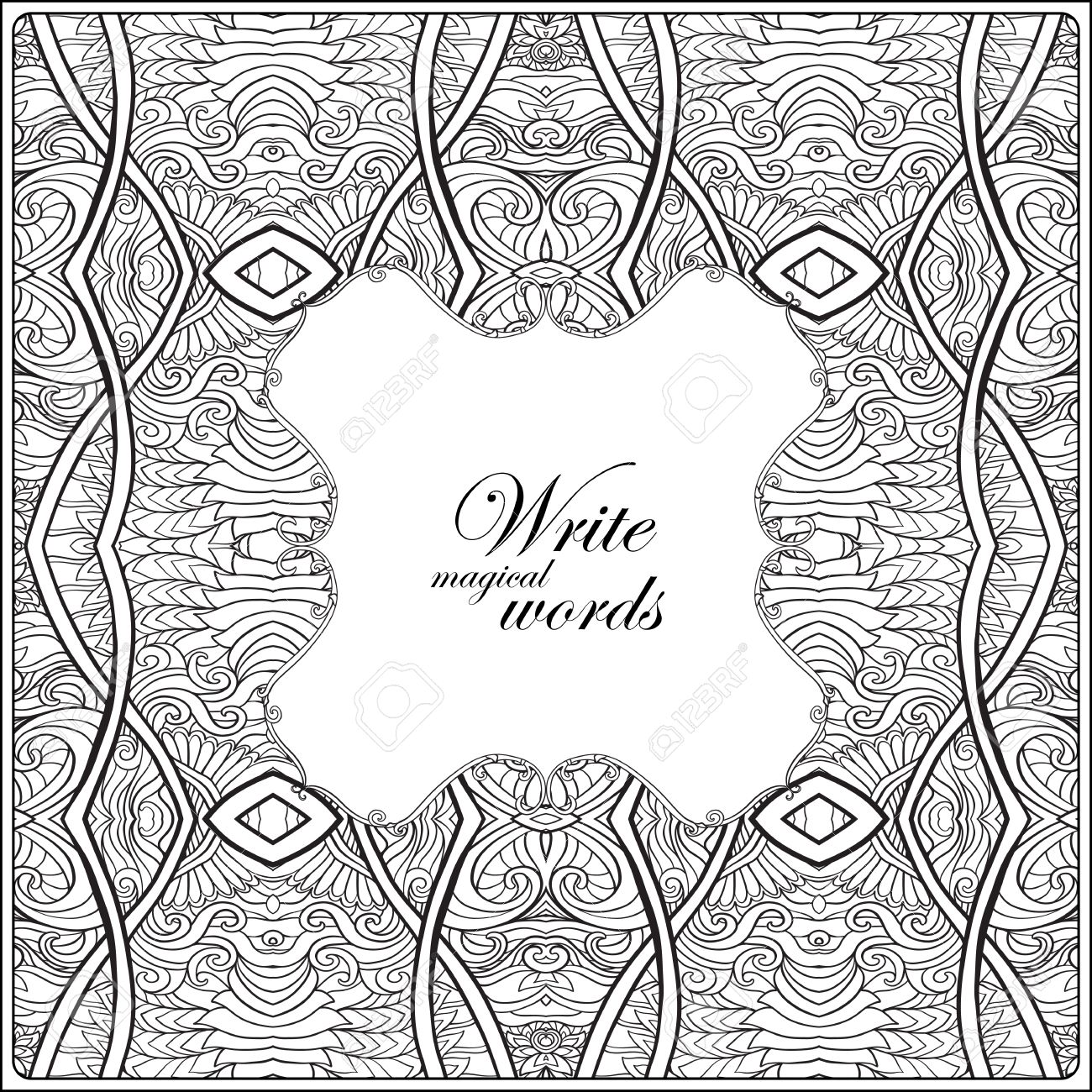 1300x1300 Ornamental Pattern With Decorative Frame For Text. Anti Stress