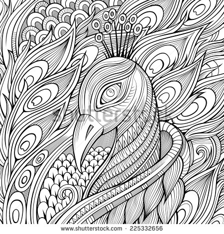 450x470 Decorative Ornamental Peacock Background. Vector Illustration