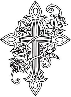292x399 Cross And Roses Image Fill With Color!! Crosses