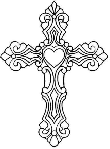 384x520 Heart Cross Coloring Tattoo, Adult Coloring