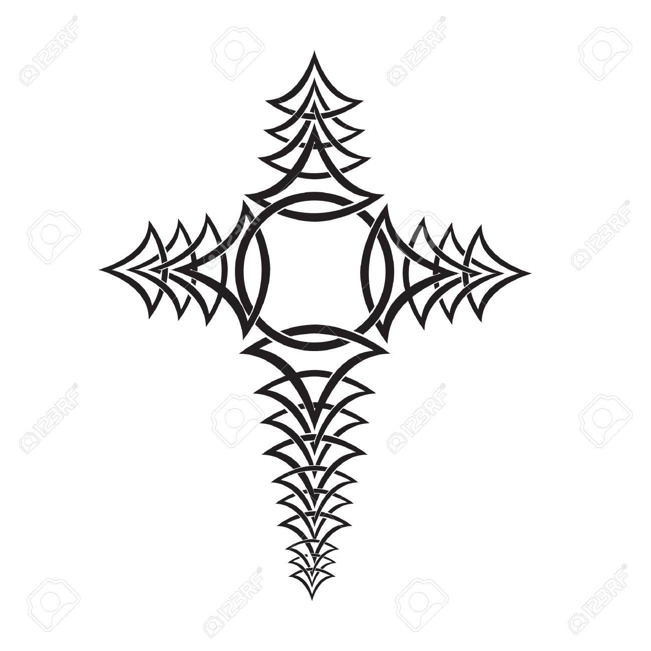 1300x1300 Tribal Cross Tattoo Royalty Free Cliparts, Vectors, And Stock