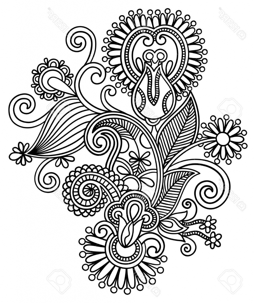 863x1024 Drawing Flower Design Original Hand Draw Line Art Ornate Flower