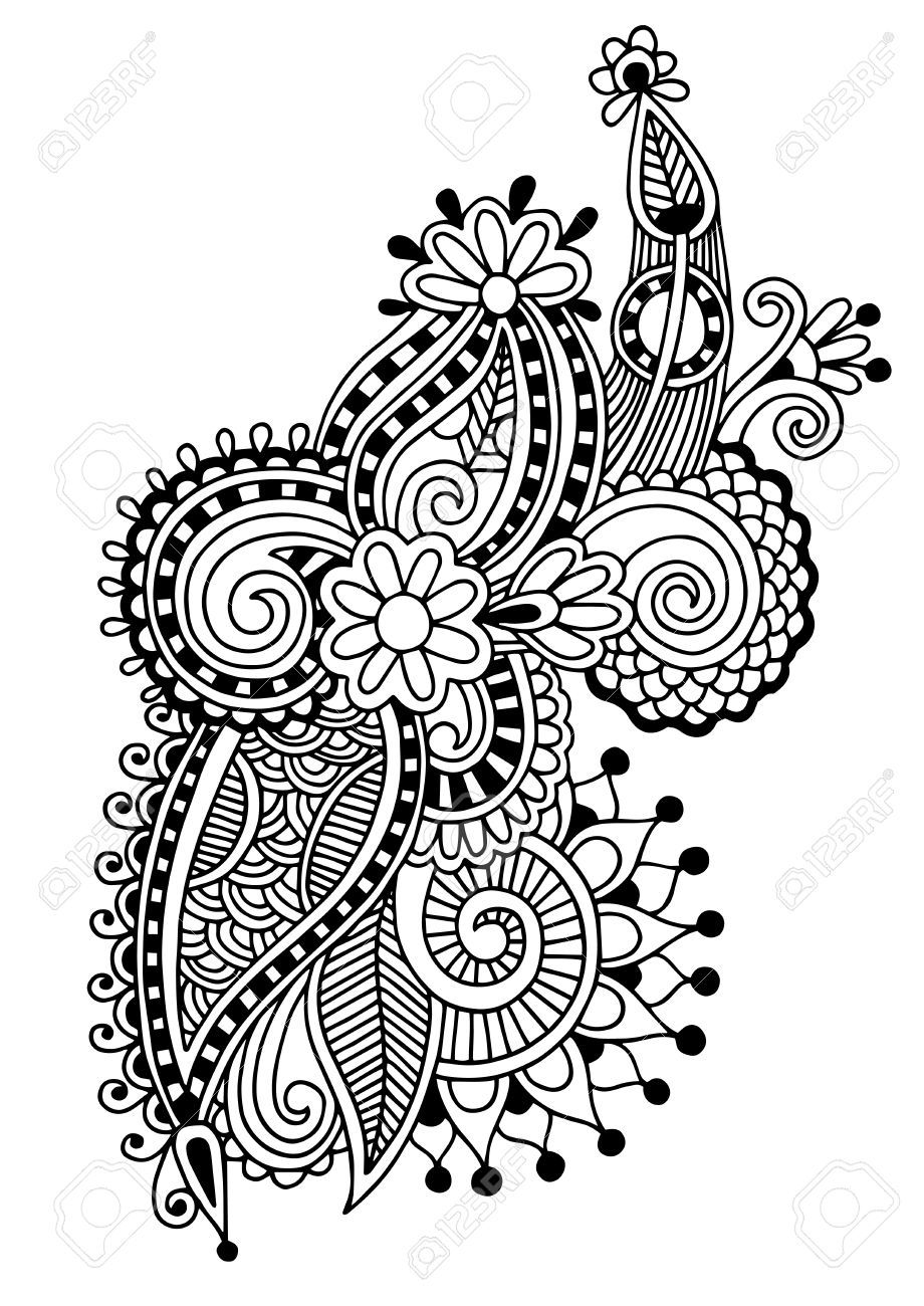 920x1300 23823429 Black Line Art Ornate Flower Design Ukrainian Ethnic