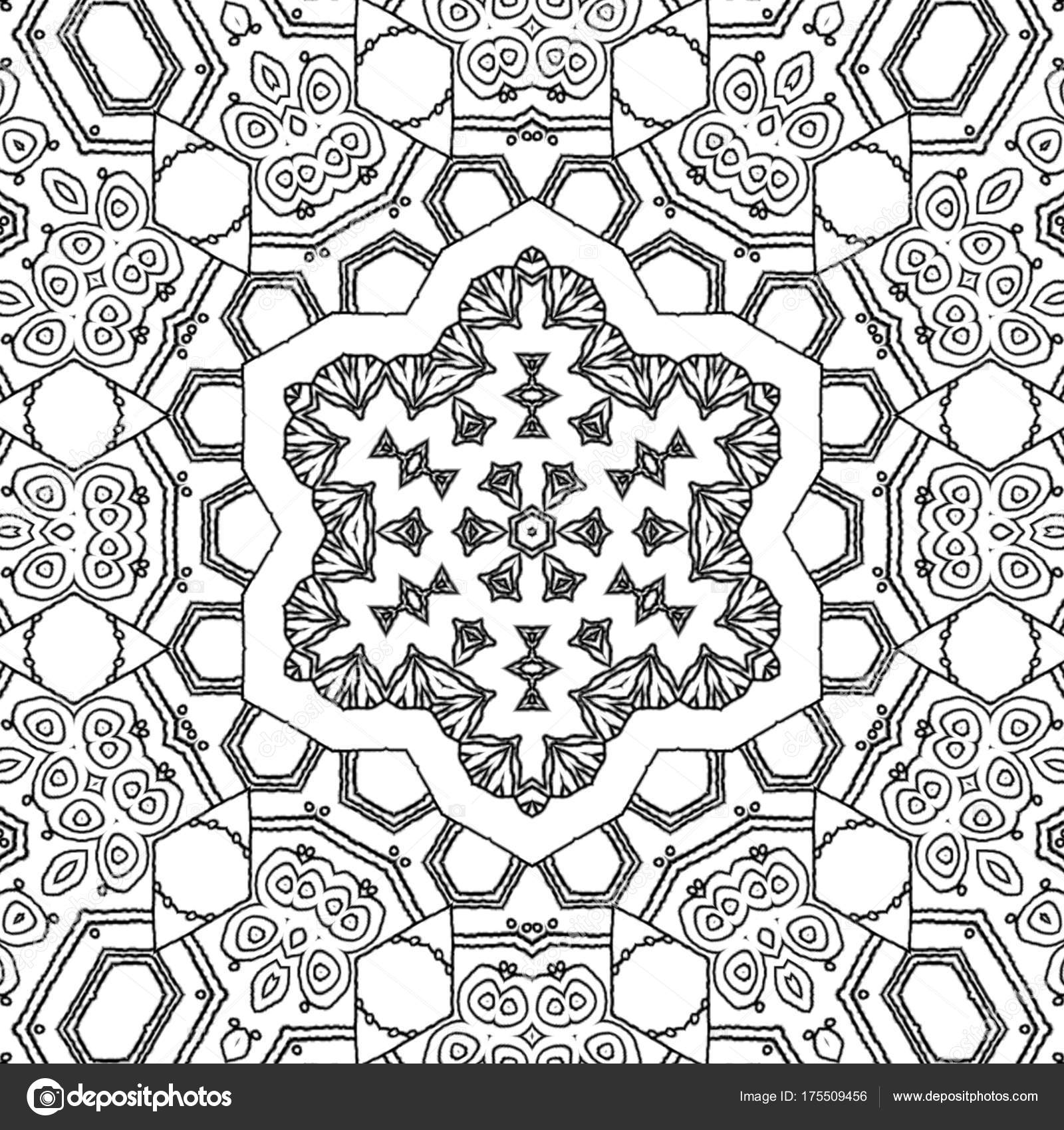 1600x1700 Abstract Coloring Page Drawing Monochrome Mandala Star Ornament