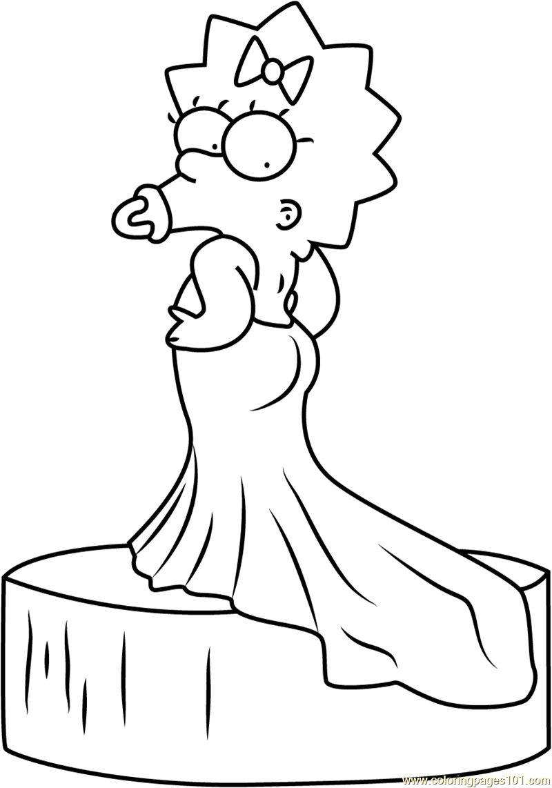 800x1142 Maggie Simpson Red Carpet Oscar Dress Coloring Page