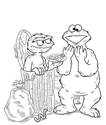 404x480 Oscar And Cookie Monster Coloring Page Free Printable Coloring Pages