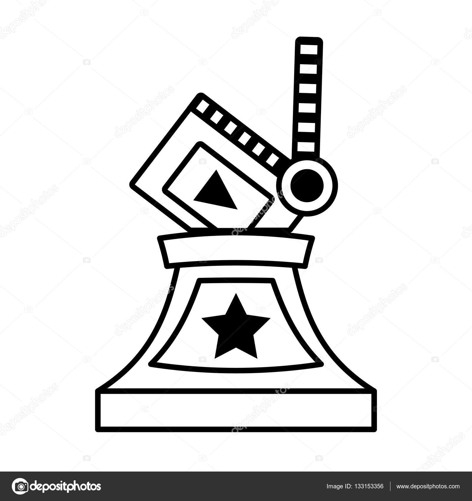 1600x1700 Clapper Movie Trophy Awards Outline Stock Vector Djv
