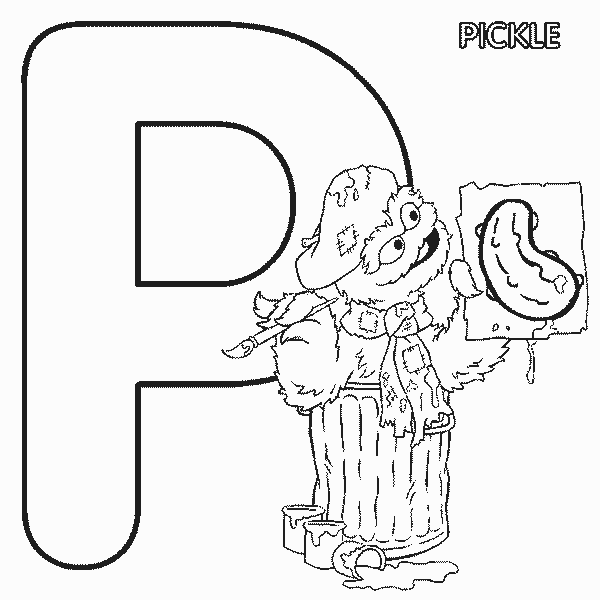 600x600 Sesame Street Oscar Pickle Coloring Page