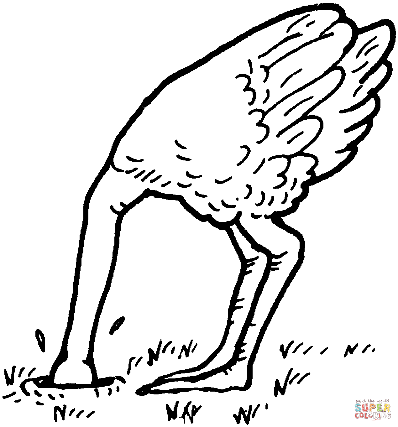 1270x1363 Ostrich Bury Head Sand Coloring Page Free Printable Coloring Pages