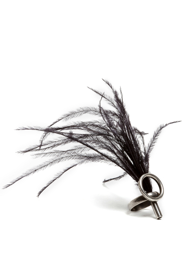 380x514 Necklace Ostrich Black Silver Ann Demeulemeester