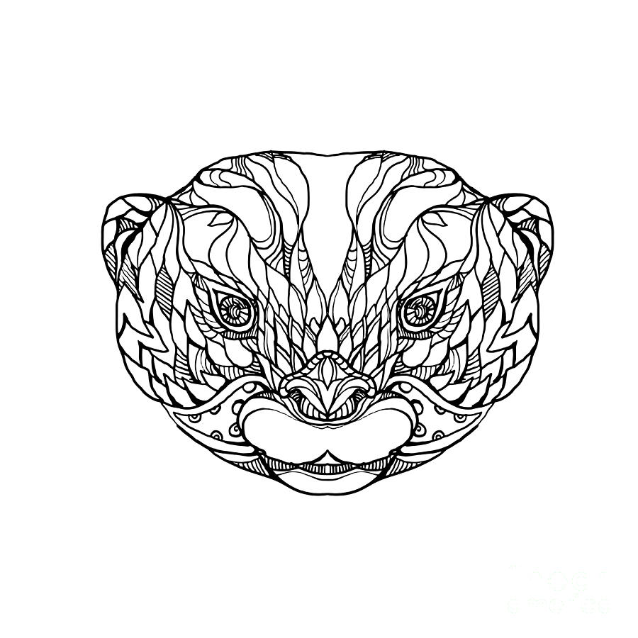 900x900 Oriental Small Clawed Otter Doodle Art Digital Art By Aloysius