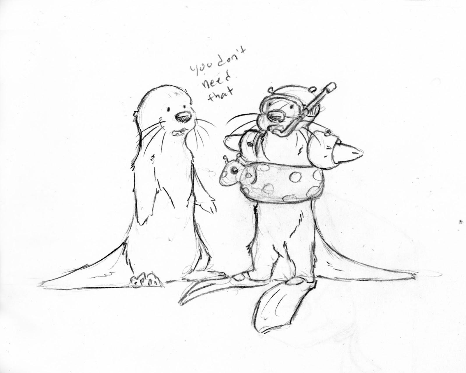 1600x1280 Carey Bowden Art Draw Day 7 Unconfident Otters