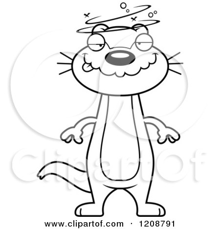 450x470 Cartoon Of A Black And White Happy Skinny Otter