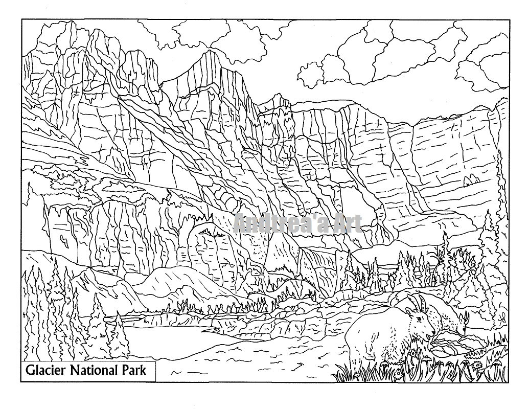 1035x800 Glacier National Park Coloring Page Animals, Nature, Advanced
