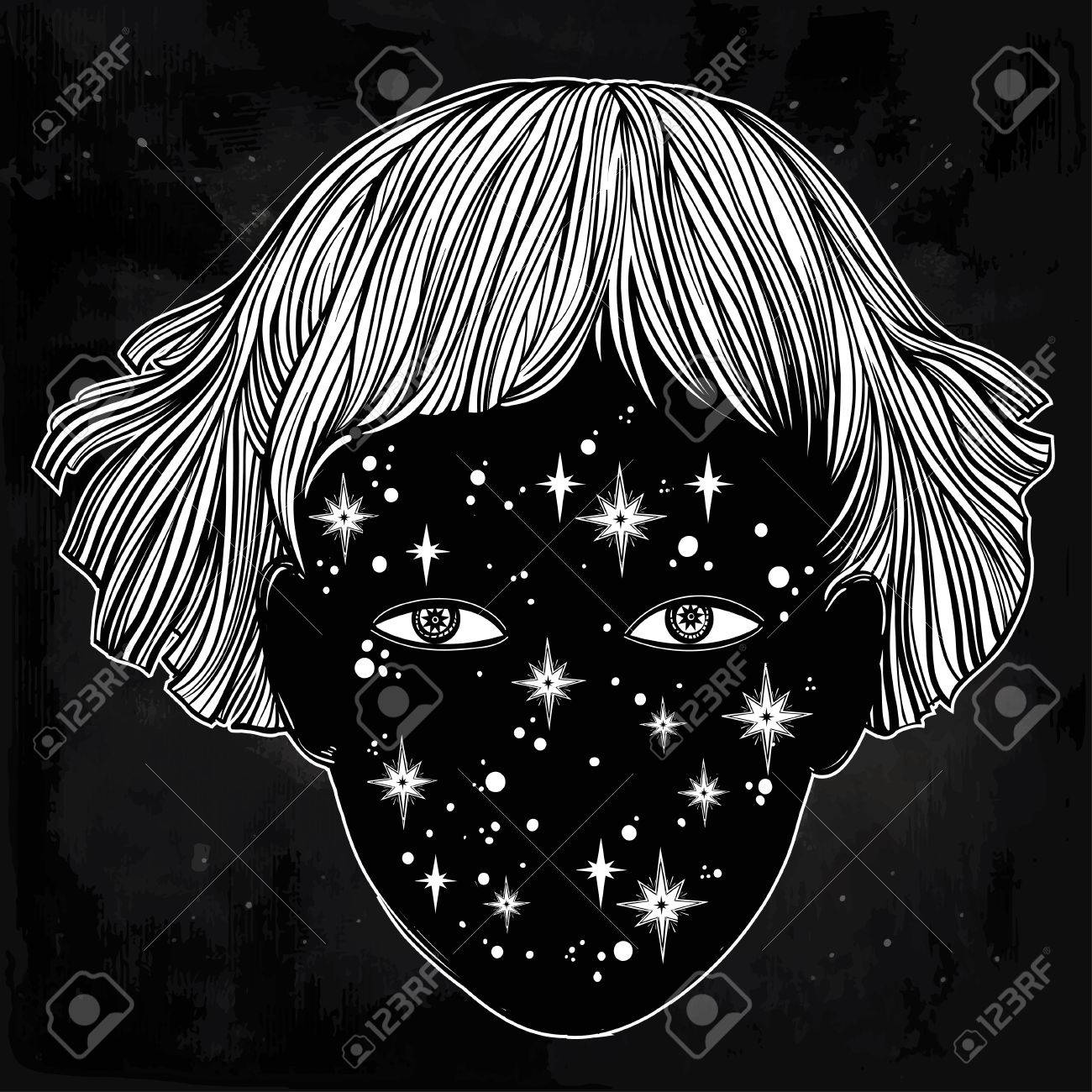 1300x1300 Hand Drawn Beautiful Portriat Of The Extraordinary Girl