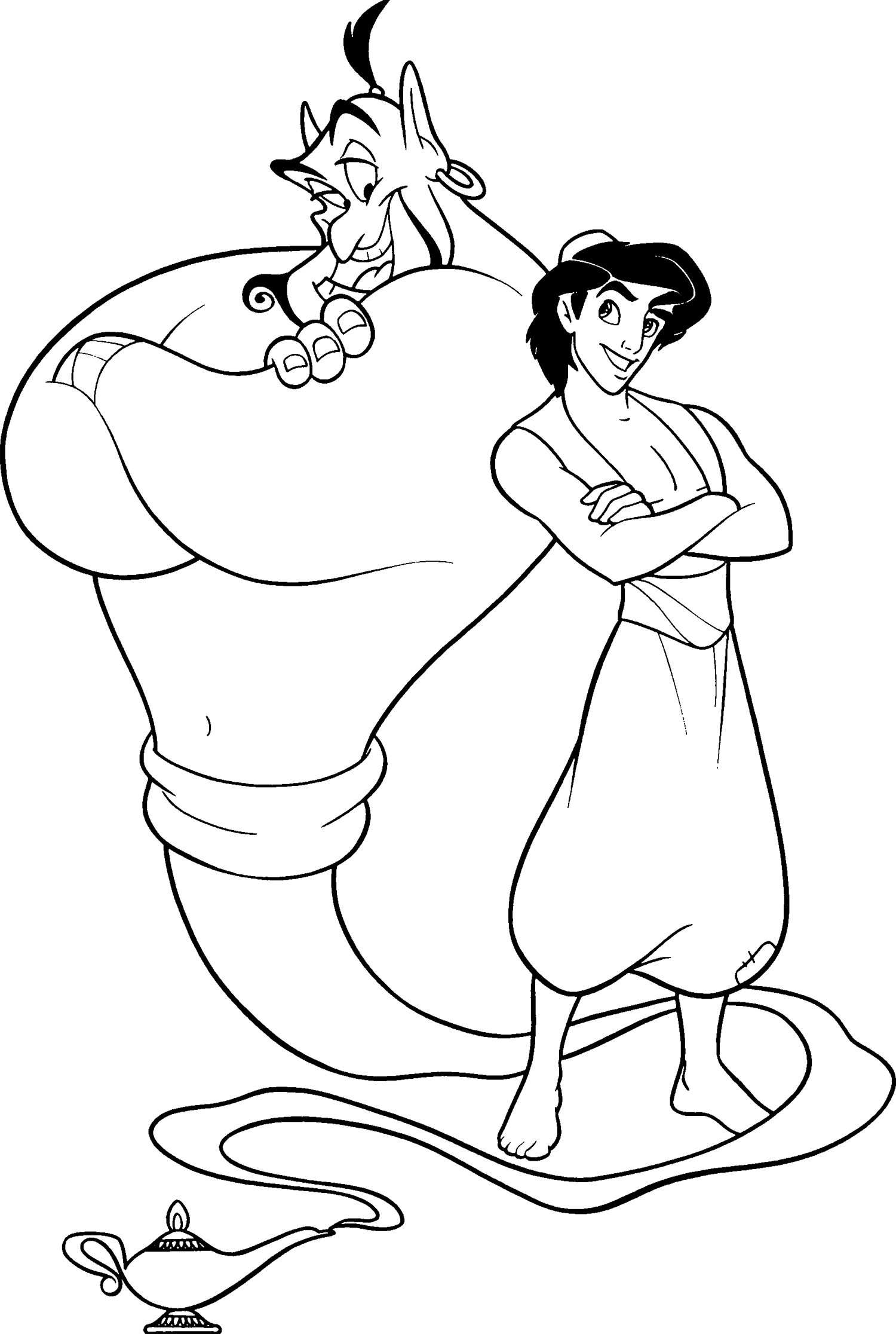 1500x2232 Trendy Aladdin Outline Learn How To Draw The Genie From Step By