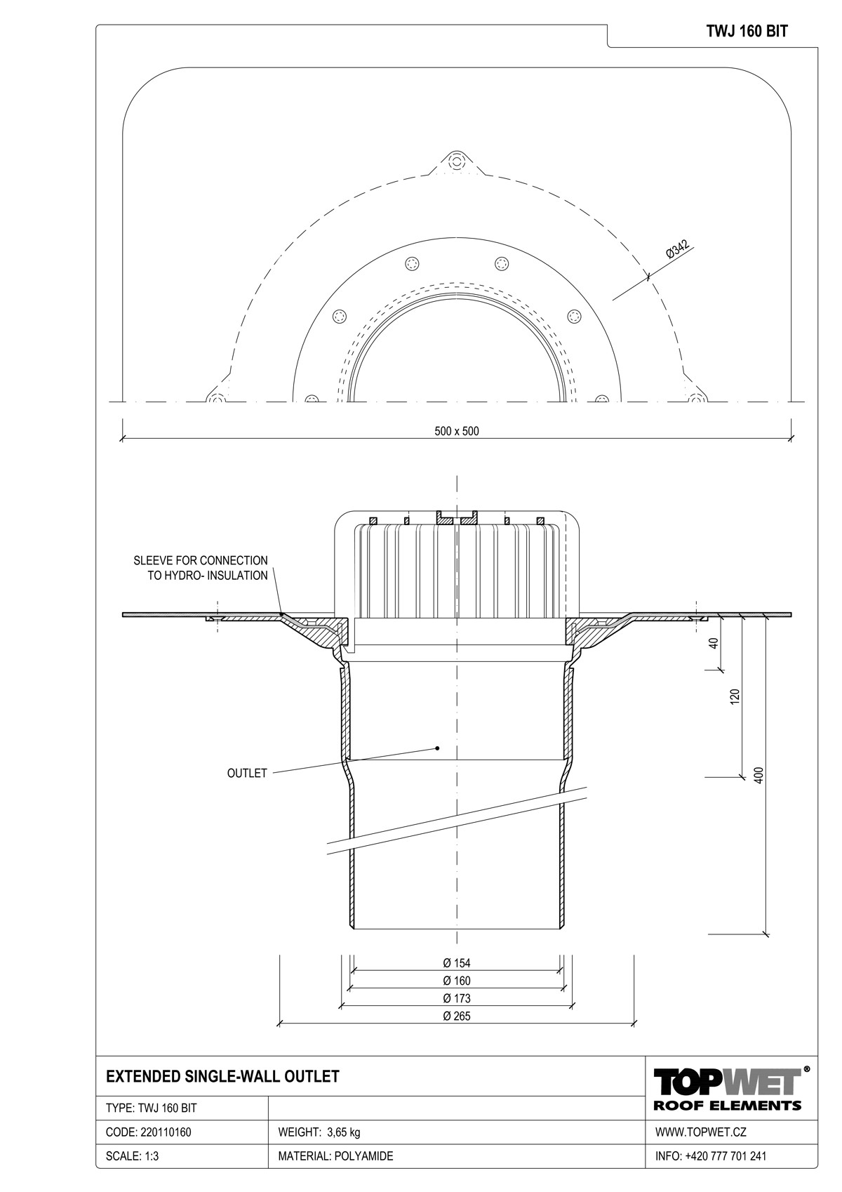 1200x1698 Extended Single Wall Roof Outlets With Integrated Bitumen Sleeve