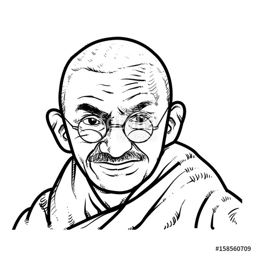 500x500 Mahatma Gandhi Hand Drawing Outline. Mahatma Gandhi Vector
