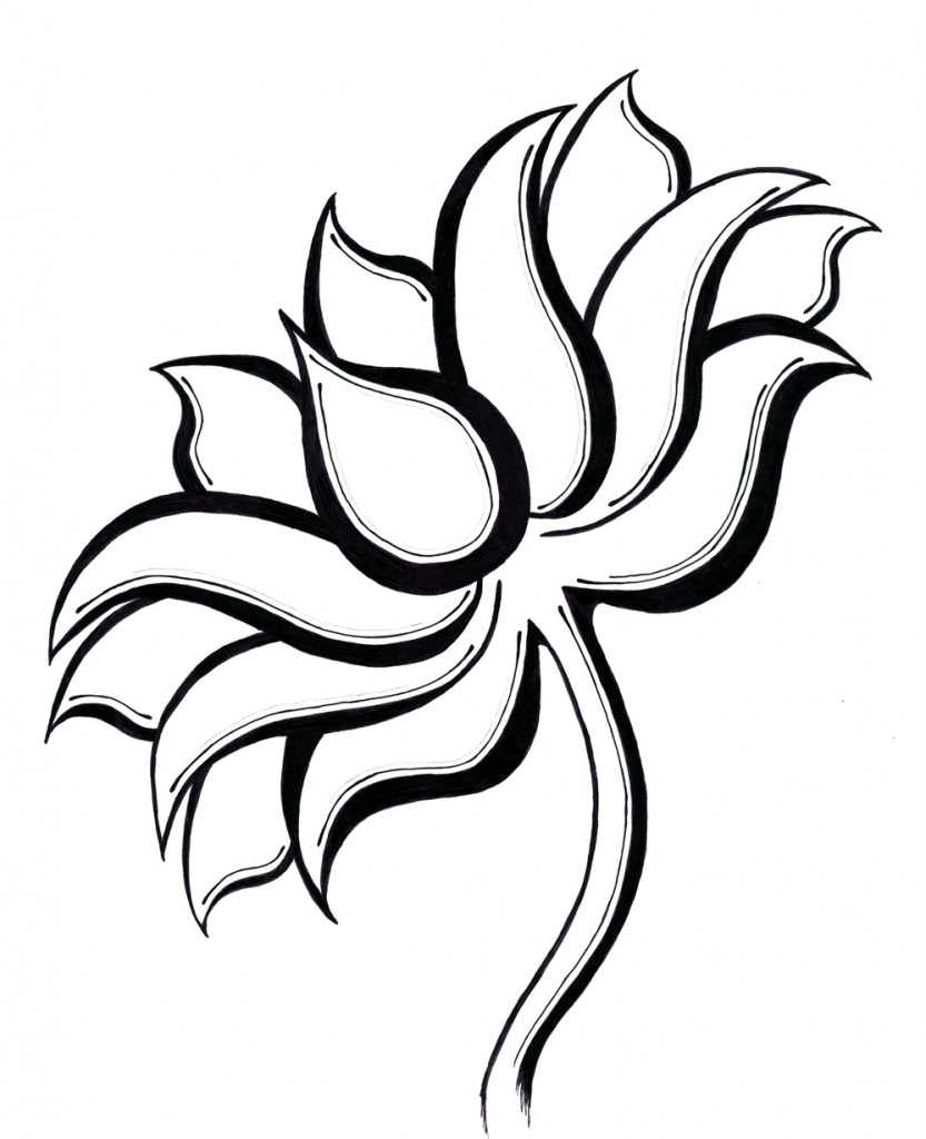 833x1024 Lotus Flower Drawing Outline Lotus Flower Drawing Outline