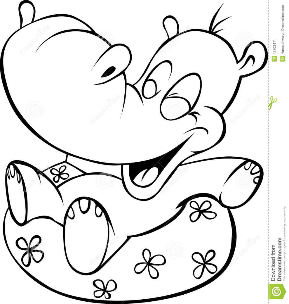 990x1040 Fresh Hippo Outline Drawing 16 With Additional Seasonal Colouring