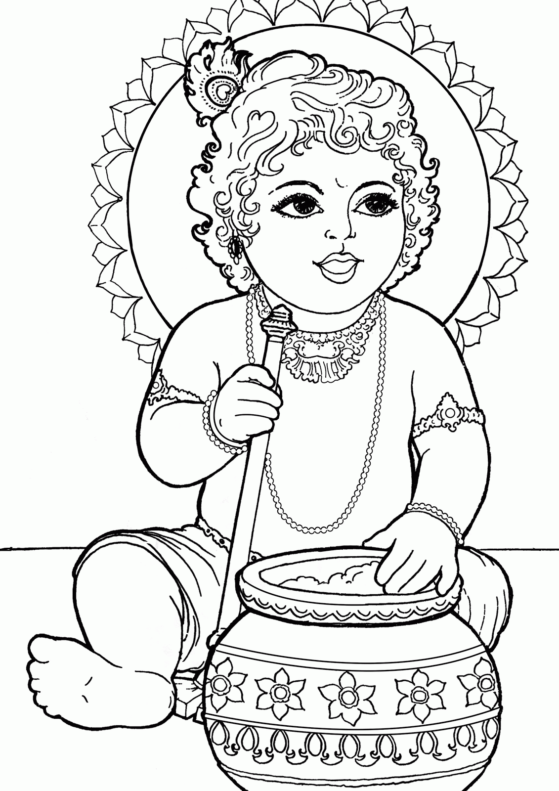 1131x1600 Baby Krishna Coloring Pages