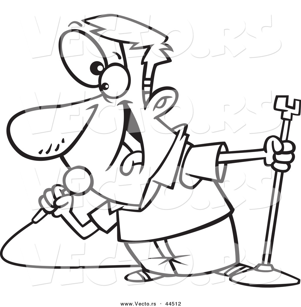 1024x1044 Vector Of A Happy Cartoon Man Singing Into A Microphone