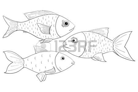 450x300 Fish. Outline Drawings Royalty Free Cliparts, Vectors, And Stock