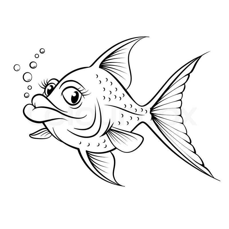 800x800 Cartoon Drawing Fish Stock Vector Colourbox