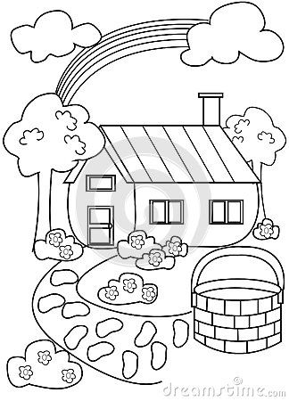 324x450 House Coloring Page Stock Illustration