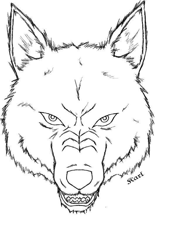 584x776 Wolf Head Outline By Dark Rikimaru