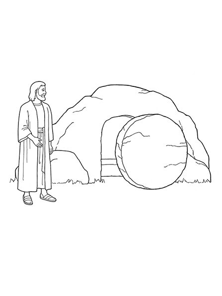 447x596 A Black And White Illustration Jesus Christ Standing Outside