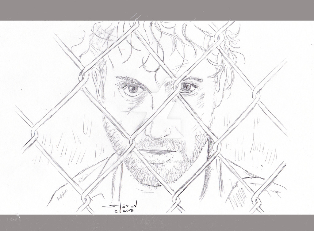 1024x754 The Walking Dead Rick Outside Fence By Stevenwilcox