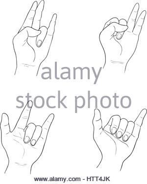 300x376 Outstretched Hand Gesture Set Collection Stock Vector Art