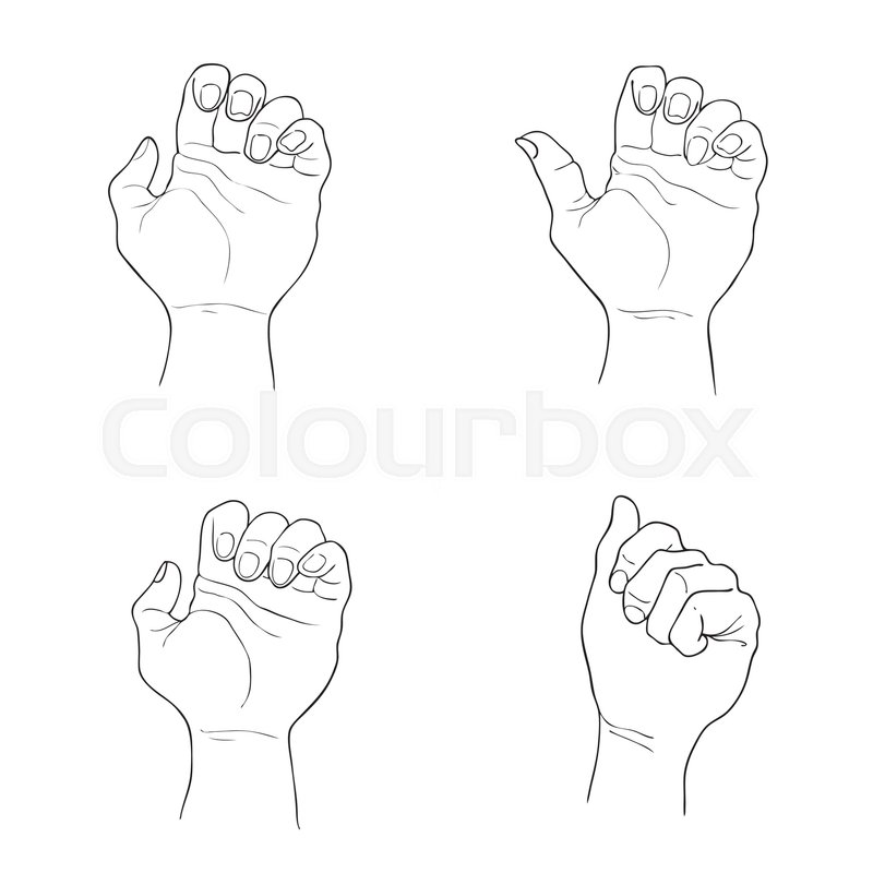 800x800 Hand Drawn Sketch Set Of Clenched Fists Raised Up And Giving