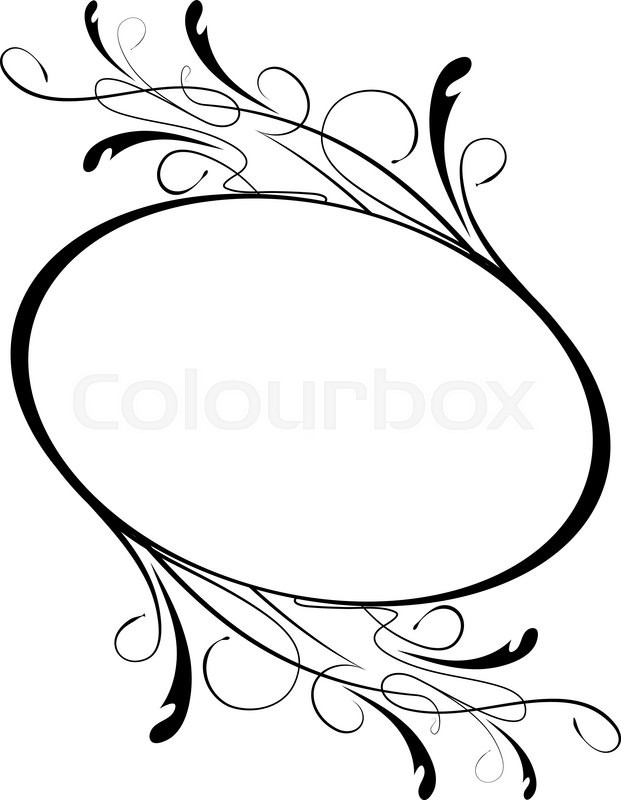 621x800 Elegant Oval Floral Vector Frame For Your Design Or Text. Stock
