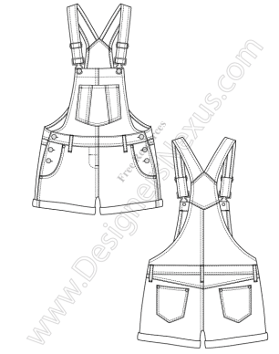 306x388 Overalls Fashion Flat Sketch