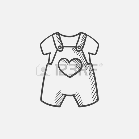 450x450 Baby Overalls Sketch Icon For Web, Mobile And Infographics. Hand